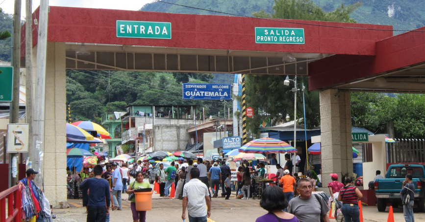 Approaching the Guatemala border crossing at La Mesillia Guratemala